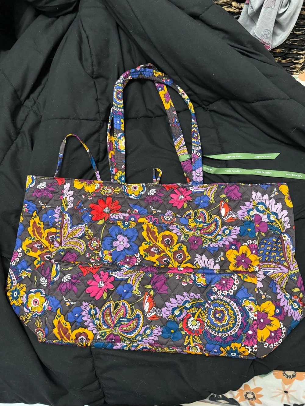 Vera Bradley Quilted Floral Paisley Tote - Purple, Yellow, Blue, Pink, Red